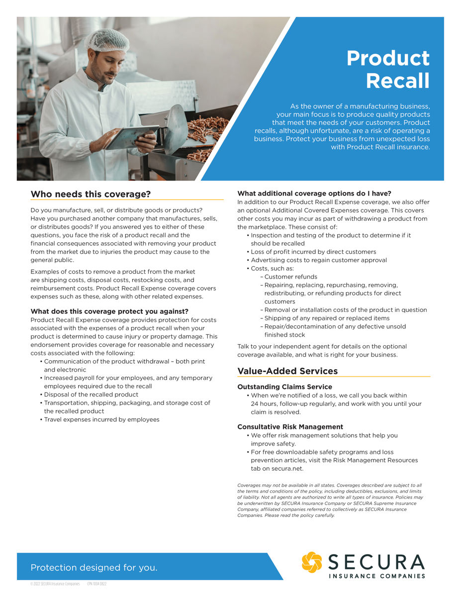 Product Recall Sell Sheet